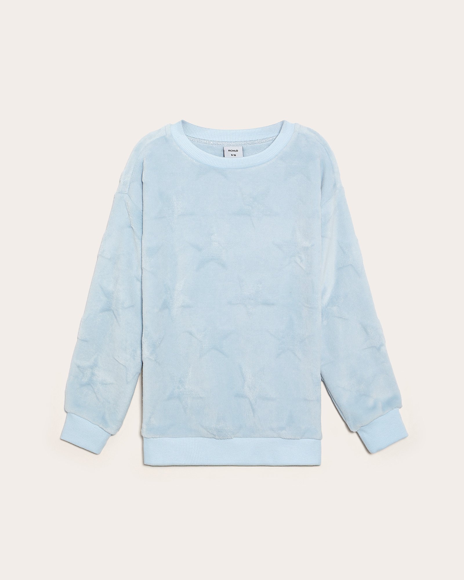 Blusa infantil em fleece com textura 6-14A - Azul Claro