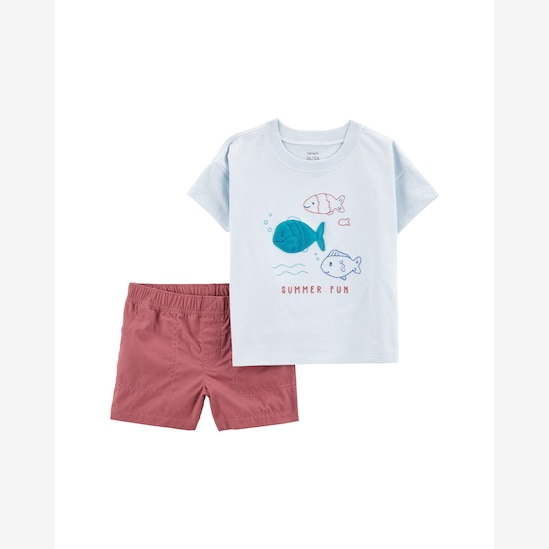 Conjunto curto infantil 2 peças peixes do mar multicor | Carter's