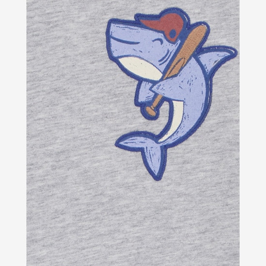 Camiseta infantil manga curta jogador tubarão cinza | Carter's