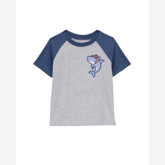 Camiseta infantil manga curta jogador tubarão cinza | Carter's