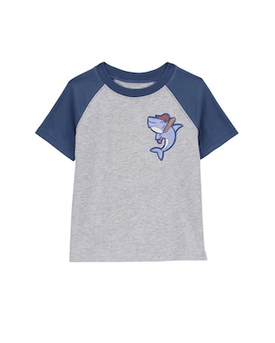 Camiseta infantil manga curta jogador tubarão cinza | Carter's