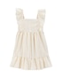 Vestido infantil evasê com babados e textura off-white | Carter's