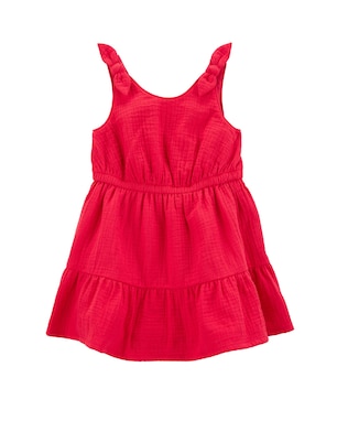 Vestido infantil evasê texturizado com laço vermelho | Carter's