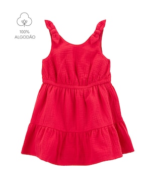 Vestido infantil evasê texturizado com laço vermelho | Carter's
