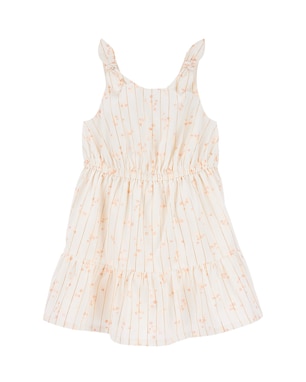 Vestido infantil evasê texturizado com laço off-white | Carter's