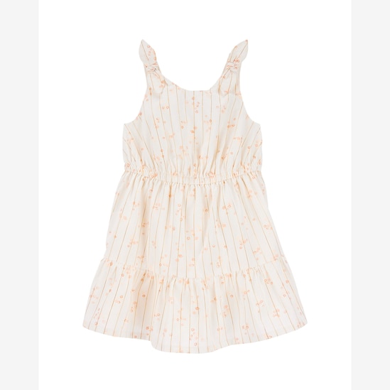 Vestido infantil evasê texturizado com laço off-white | Carter's