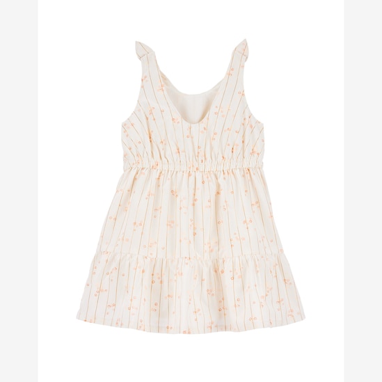 Vestido infantil evasê texturizado com laço off-white | Carter's