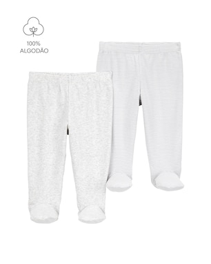 Kit calça bebê 2 peças cós elástico e pezinho multicor | Carter's