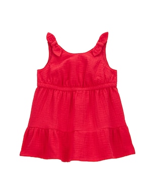 Vestido bebê evasê texturizado com laço e calcinha vermelho | Carter's
