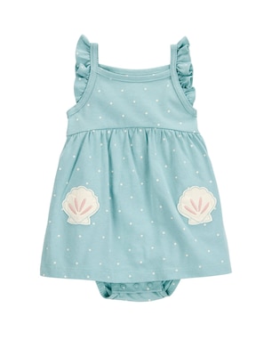 Banho de sol bebê poá e conchas azul | Carter'