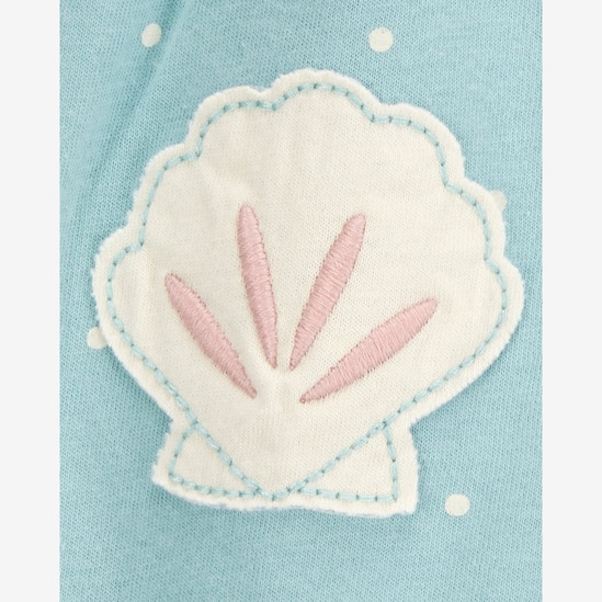 Banho de sol bebê poá e conchas azul | Carter'