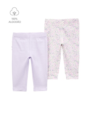 Kit calça bebê 2 peças floral cós elástico multicor | Carter's