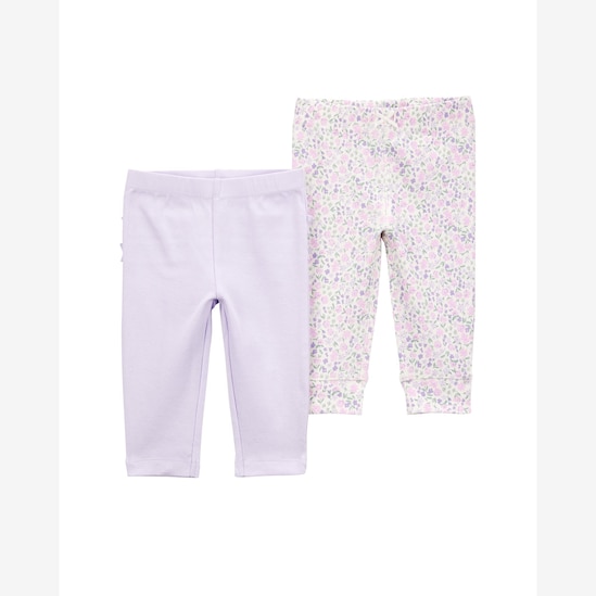 Kit calça bebê 2 peças floral cós elástico multicor | Carter's