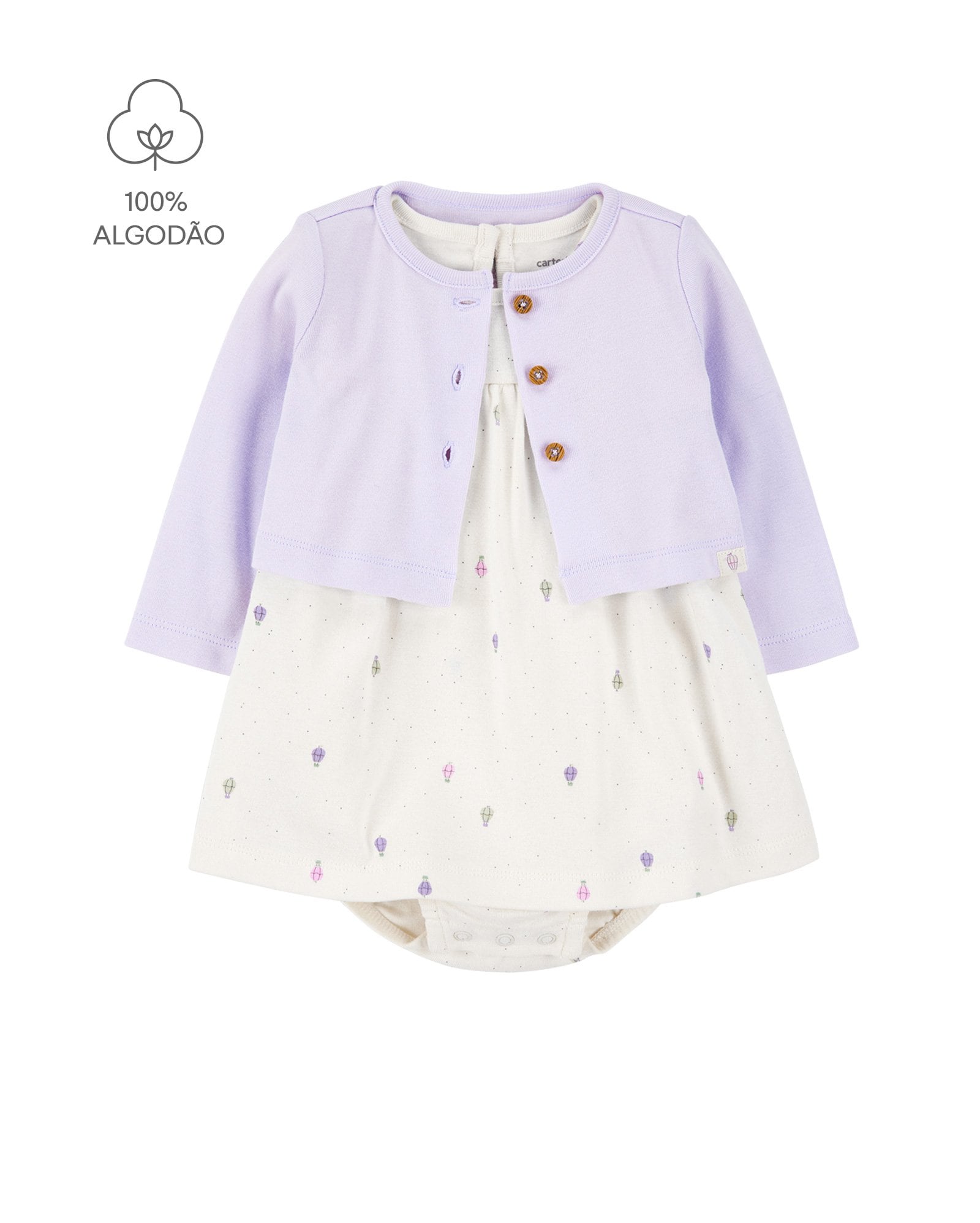 Vestido bebê evasê balões com casaco multicor | Carter's