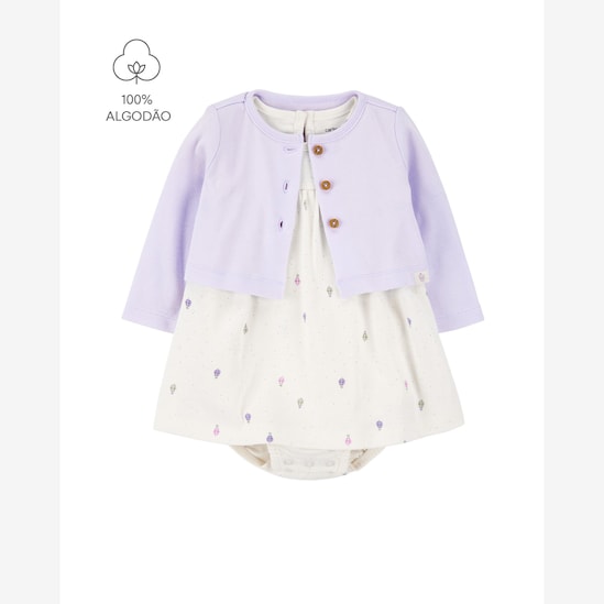 Vestido bebê evasê balões com casaco multicor | Carter's