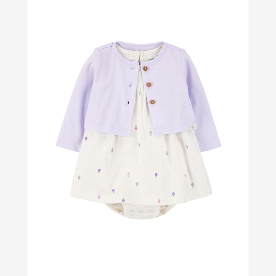 Vestido bebê evasê balões com casaco multicor | Carter's