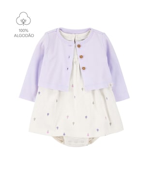 Vestido bebê evasê balões com casaco multicor | Carter's