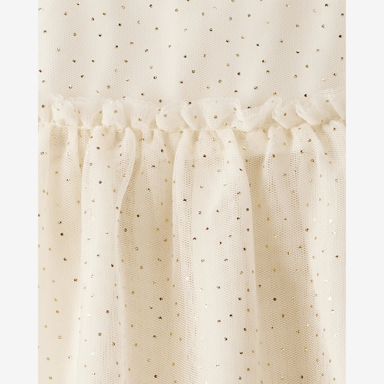 Vestido bebê evasê tule de poá com calcinha bege | Carter's