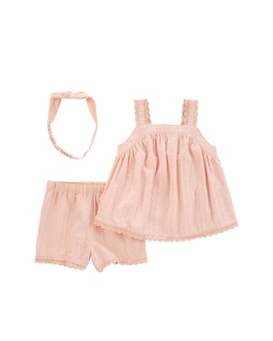 Conjunto curto bebê 2 peças texturizado com faixa laranja | Carter's