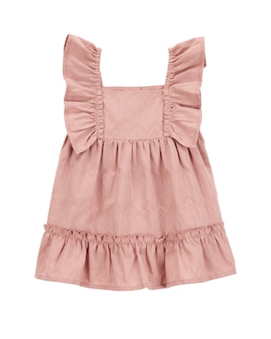 Vestido bebê evasê com babados e calcinha rosa | Carter's