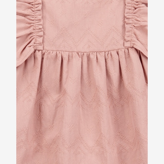 Vestido bebê evasê com babados e calcinha rosa | Carter's