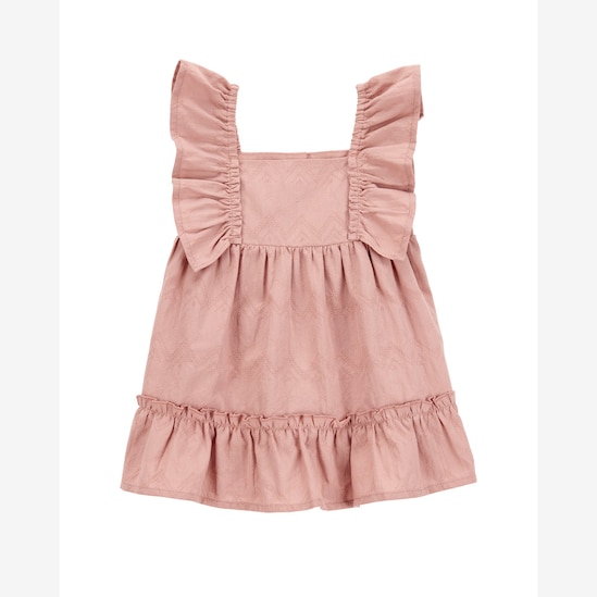 Vestido bebê evasê com babados e calcinha rosa | Carter's