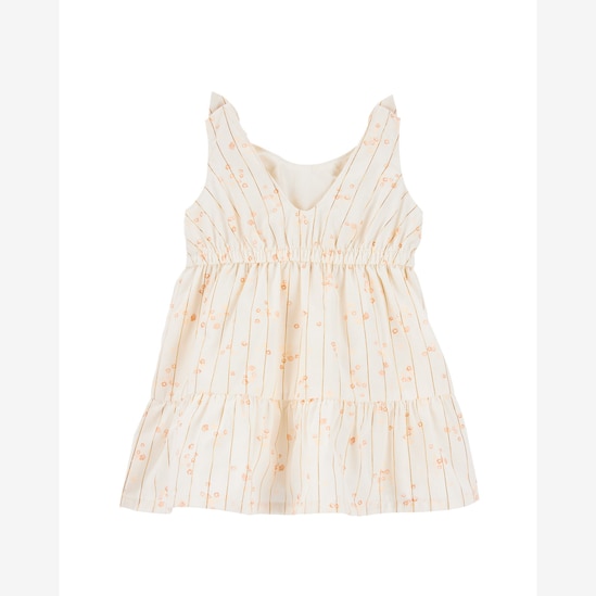 Vestido bebê evasê texturizado com laço off-white | Carter's