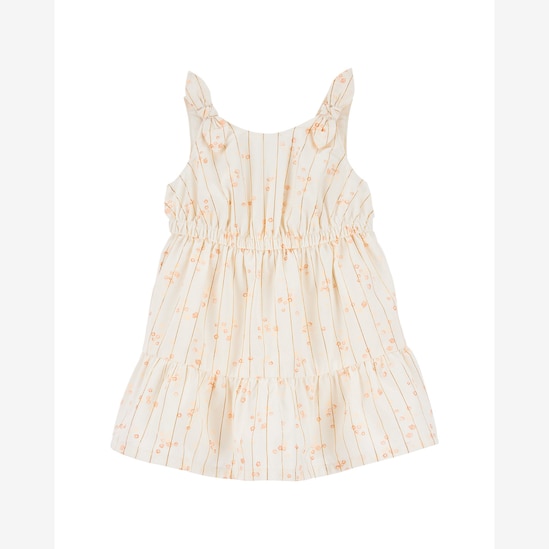 Vestido bebê evasê texturizado com laço off-white | Carter's