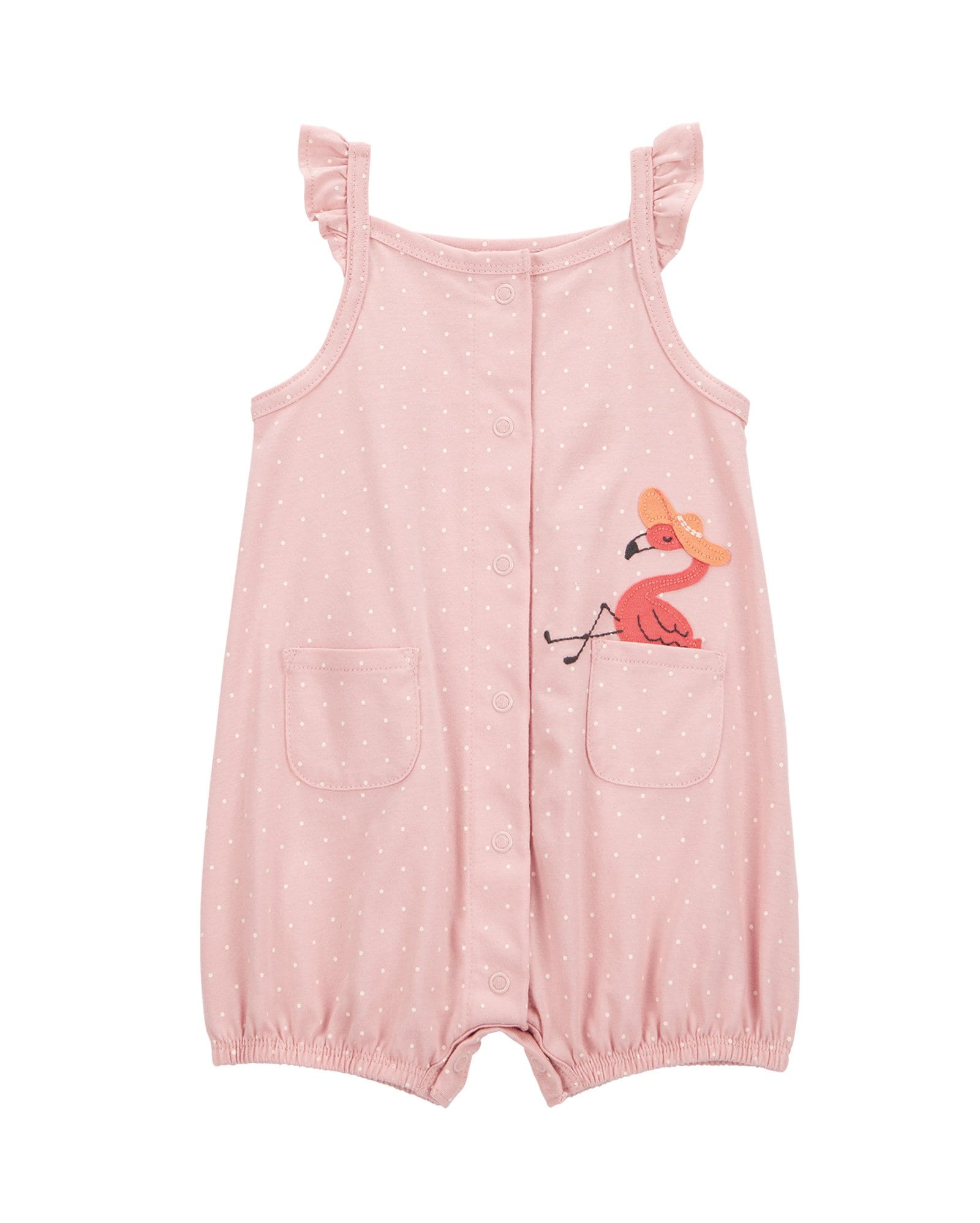 Macaquinho bebê poá flamingo rosa | Carter's