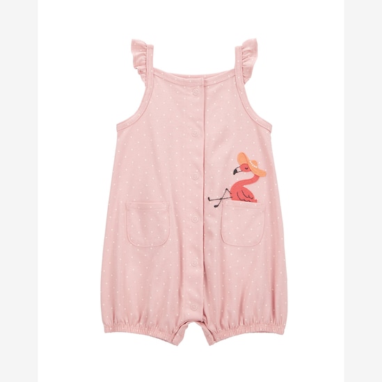 Macaquinho bebê poá flamingo rosa | Carter's