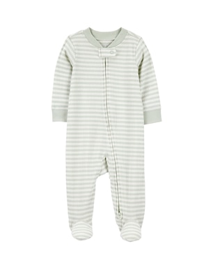 Macacão bebê manga longa com pezinho listrado verde | Carter's 