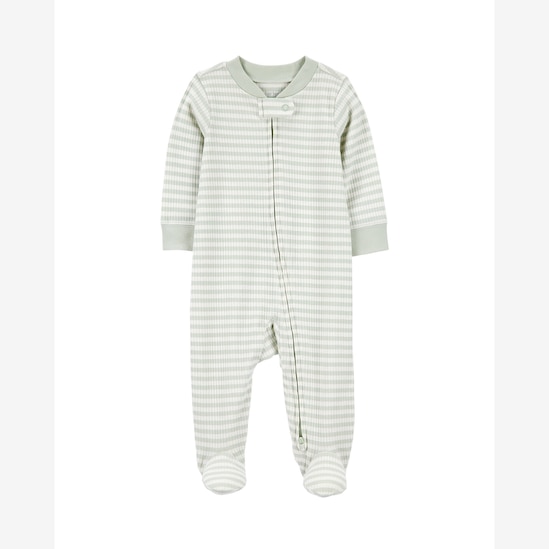 Macacão bebê manga longa com pezinho listrado verde | Carter's 