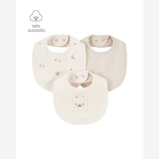 Kit babador Carter's bebê pelicano em algodão 3 peças - Multicor