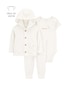 Conjunto longo bebê 3 peças pelicano off-white | Carter's