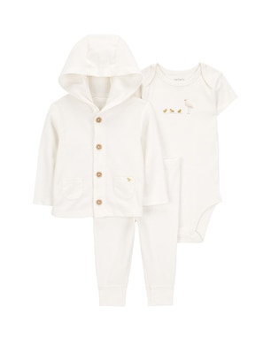 Conjunto longo bebê 3 peças pelicano off-white | Carter's