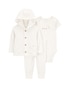 Conjunto longo bebê 3 peças pelicano off-white | Carter's