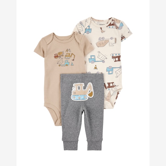 Conjunto longo bebê 3 peças escavadeira multicor | Carter's