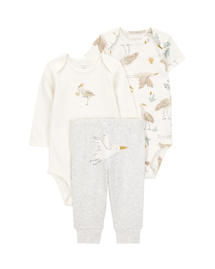 Conjunto longo bebê 3 peças pelicano off-white | Carter's
