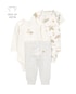 Conjunto longo bebê 3 peças pelicano off-white | Carter's