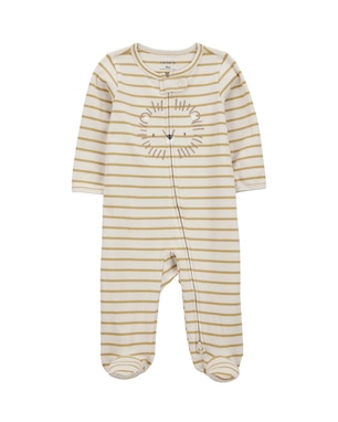 Macacão bebê manga longa com pezinho leão bege | Carter's