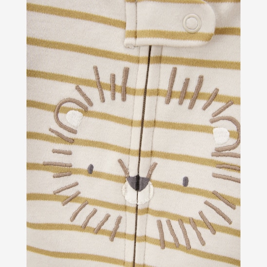 Macacão bebê manga longa com pezinho leão bege | Carter's