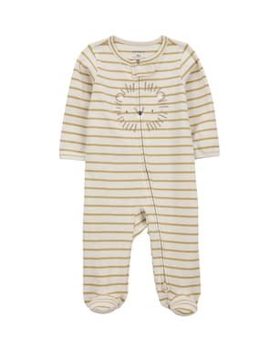 Macacão bebê manga longa com pezinho leão bege | Carter's