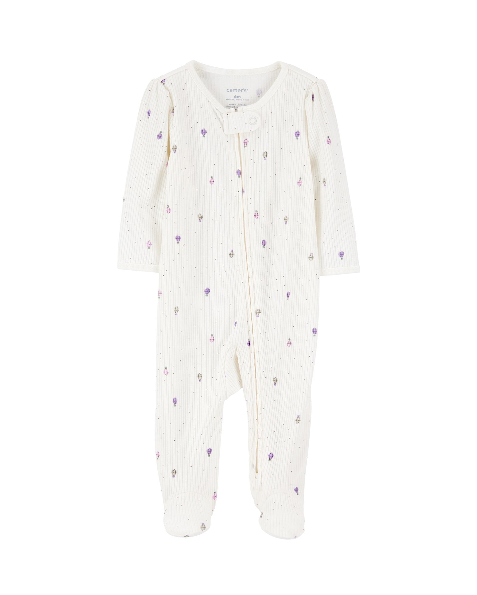 Macacão bebê manga longa com pezinho balões off-white | Carter's
