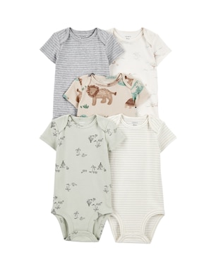 Kit body bebê 5 peças selva e listras multicor | Carter's