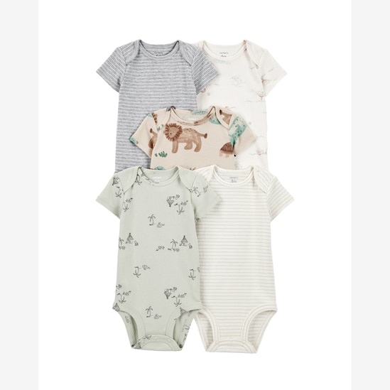 Kit body bebê 5 peças selva e listras multicor | Carter's