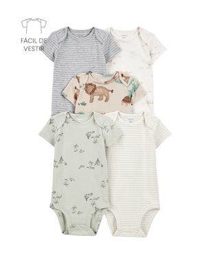 Kit body bebê 5 peças selva e listras multicor | Carter's
