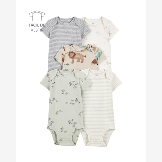 Kit body bebê 5 peças selva e listras multicor | Carter's