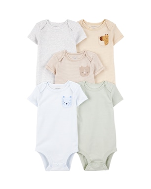 Kit body bebê 5 peças bichinhos e listras multicor | Carter's