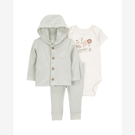 Conjunto longo bebê 3 peças leãozinho verde | Carter's