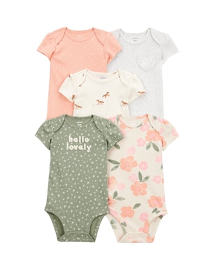 Kit body bebê 5 peças flores e poá multicor | Carter's